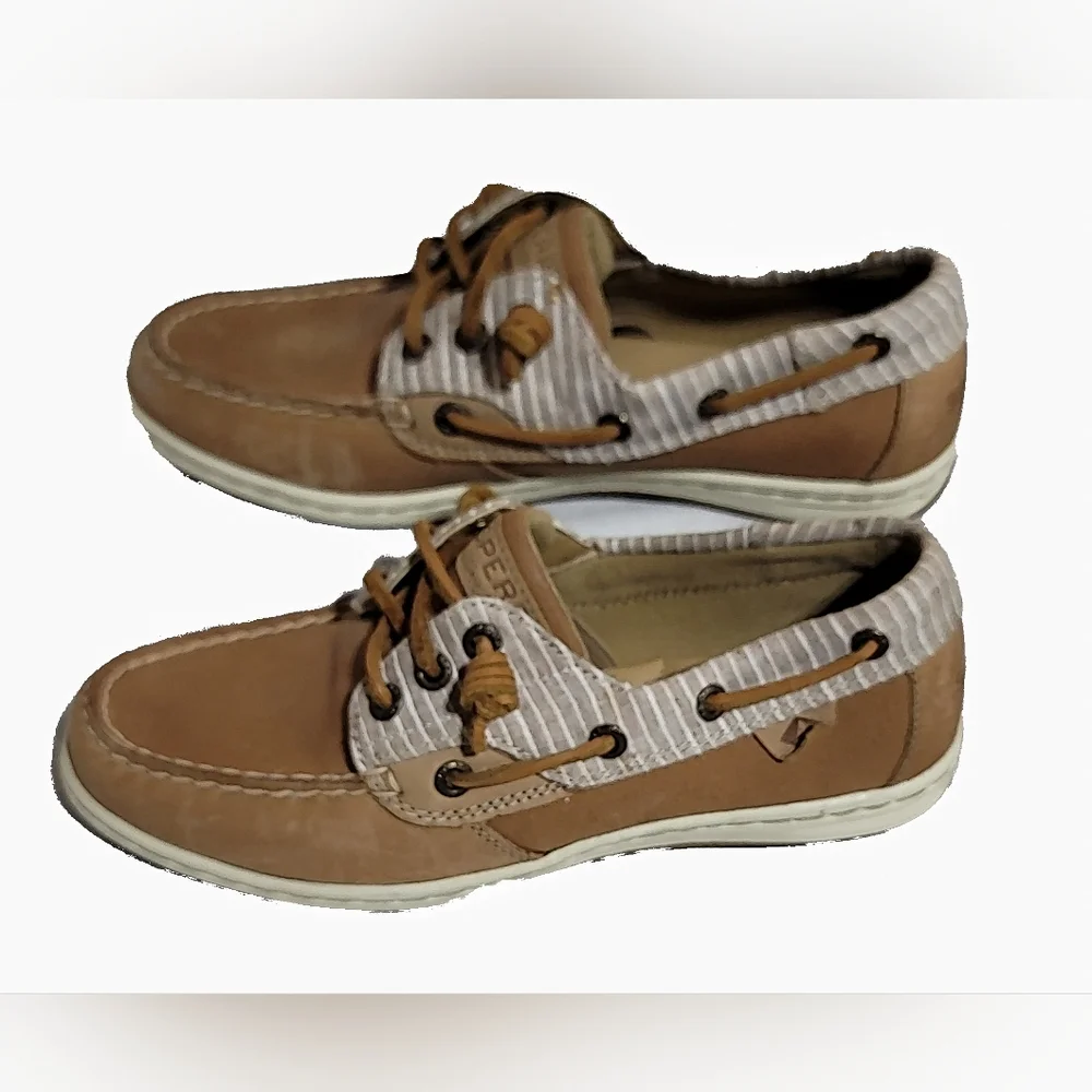 Sperry Top-Sider Shoes Womens 6.5‎ Bluefish 2 Eye Mariner Stripe Linen STS91392